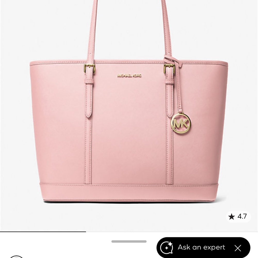 MICHAEL KORS Jet Set Travel Large Saffiano Leather Tote Bag in light Pink